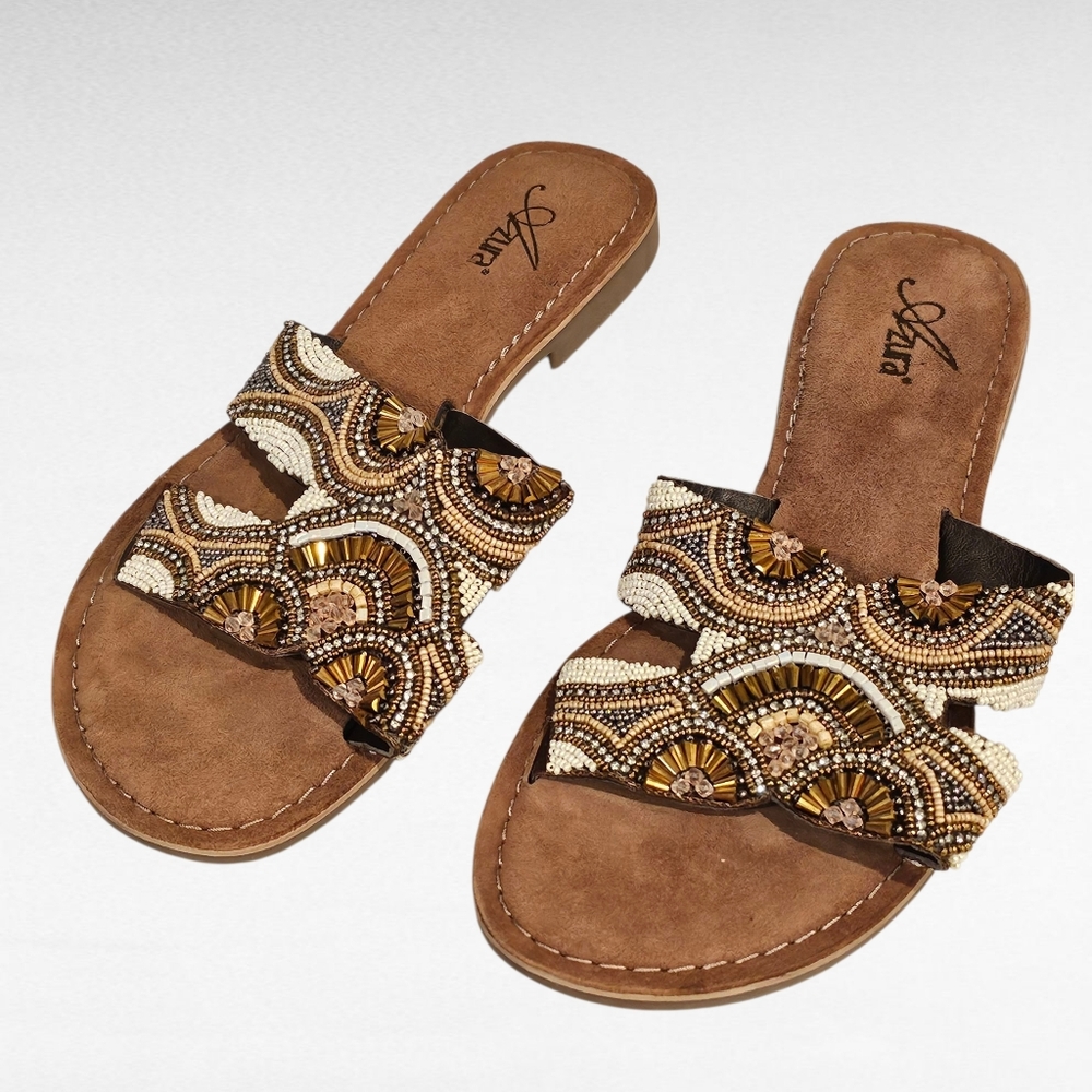 Azura Georgys Slide Sandals Bronze Multi Size 9.5 -10